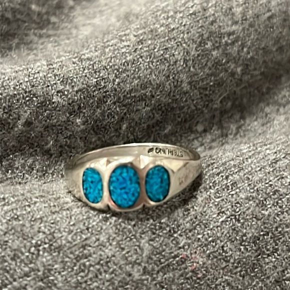 Jewelry - Sterling Turquoise Inlaid Ring-5